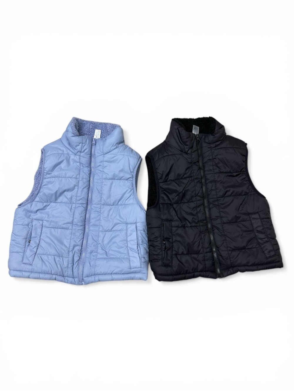 Yogalicious Girls Cozy Puffer Vest Bundle Size L 12 Sherpa Lined Black Blue